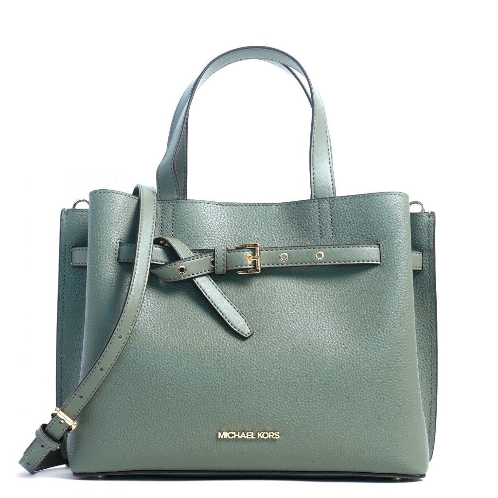 Nwt Michael Kors Army Green Emilia Large Satchel Leather Bag